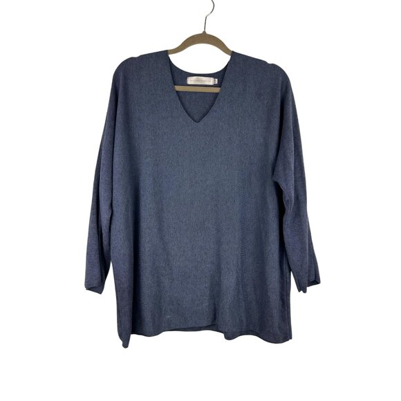 The Porter Collective Womens  Blue V-Neck Sweater Size  S/M Long Sleeve - Picture 1 of 8